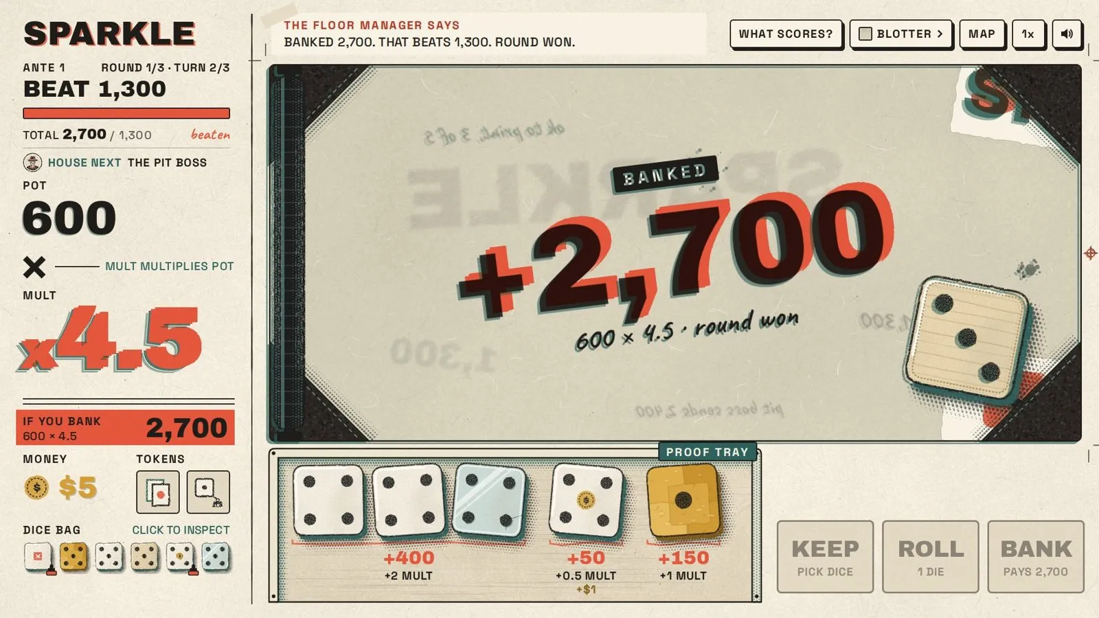 The Proof Sheet concept: a cream print-shop table with a big plus 2,700 banked stamp.